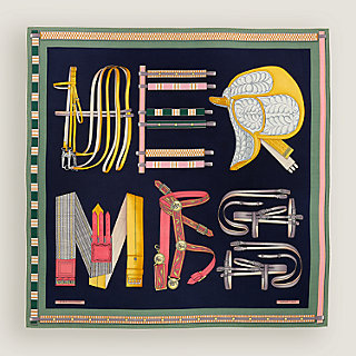 Lettres Equestres shawl 140 - Blue | Hermès Canada